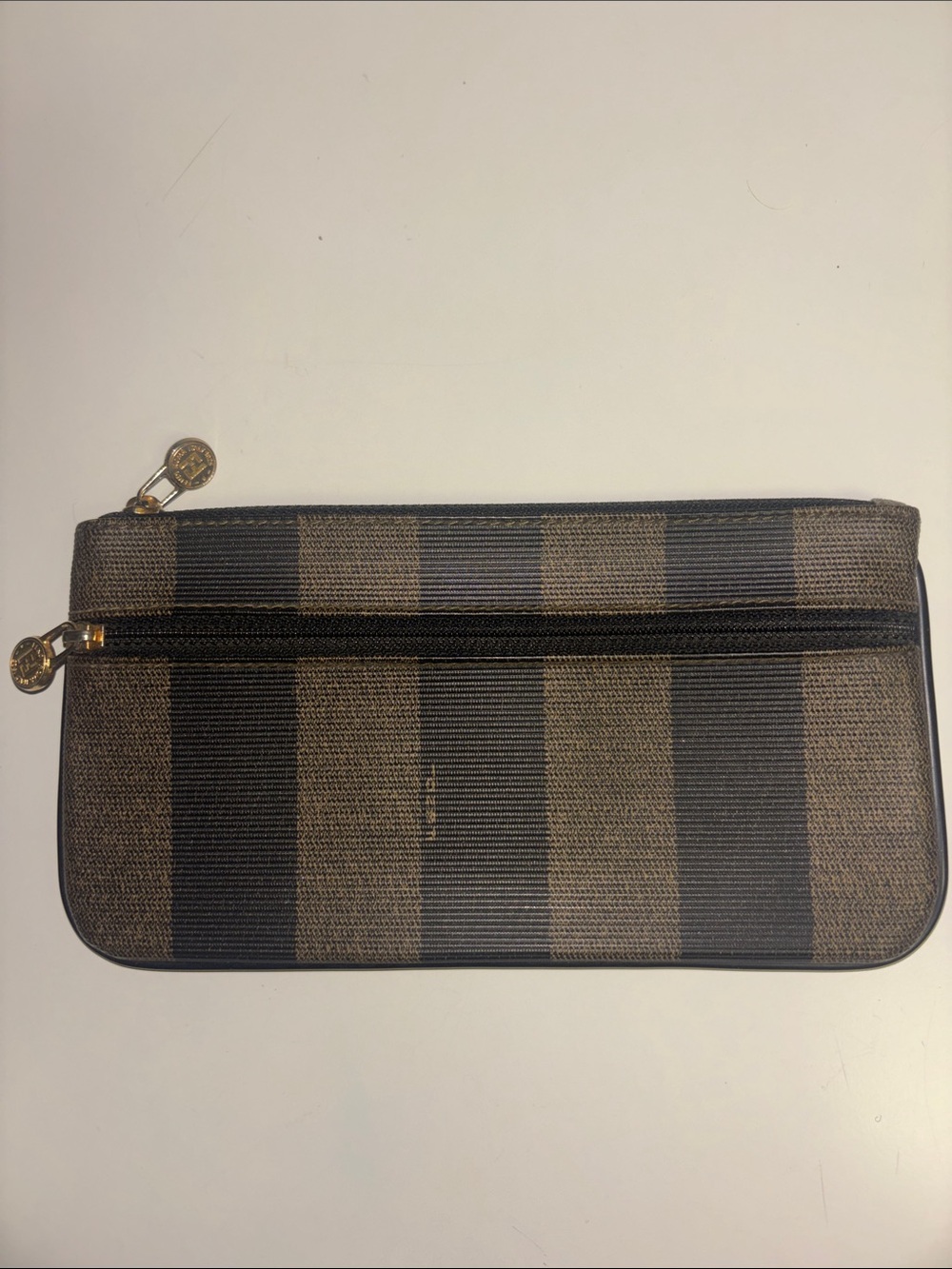 Authentic Pequin Fendi Coated Canves Zip Wristlet